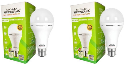 Goldbreva 9 W Inverter Round BV22 Inverter Bulb(White, Pack of 2)