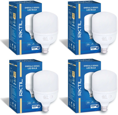 RKTIL 30 W Basic Standard B22 LED Bulb(White, Pack of 4)
