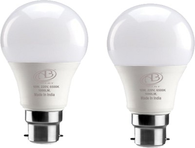 ambert 10 W Round B22 LED Bulb(White, Pack of 2)
