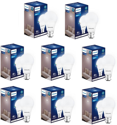 PHILIPS 16 W Basic Round B22 LED Bulb(White, Pack of 8)