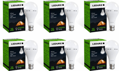 Ledure 15 W Inverter Round B22 D Inverter Bulb(White, Pack of 6)