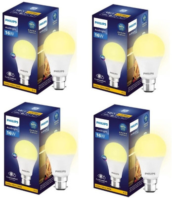 PHILIPS 16 W Basic Round B22 LED Bulb(Yellow, Pack of 4)