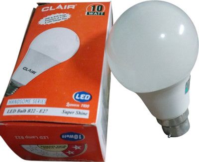 clair 10 W Basic Round B22 LED Bulb(White, Pack of 6)