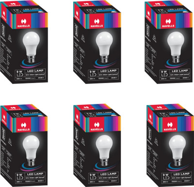 HAVELLS 9 W Basic Standard B22 LED Bulb(White, Pack of 6)