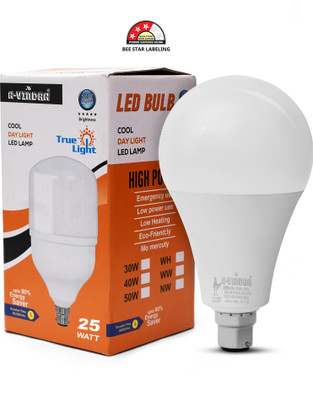 AVINDRA 25 W Basic Round B22 LED Bulb(White)