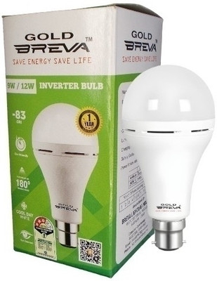 Goldbreva 9 W Inverter Round BV22 Inverter Bulb(White)
