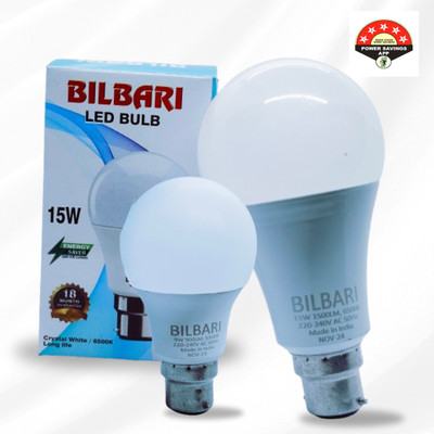 Bilbari 15 W Basic Round B22 LED Bulb(White, Pack of 2)