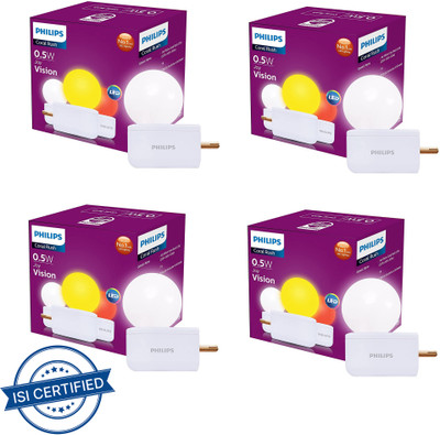 PHILIPS 0.5 W Basic Decorative Plug & Play Night Bulb(White, Pack of 4)