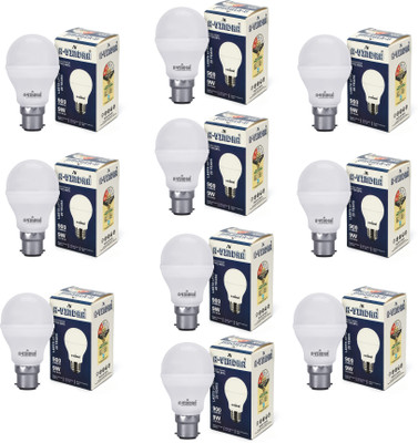 AVINDRA 9 W Basic Round B22 LED Bulb(White, Pack of 10)