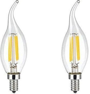 Virya 4 W Basic Candle E14 Flouroscent Bulb(Yellow, Pack of 2)