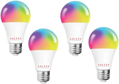 Ailvin 9 W Color Changing Round E27 LED Bulb(Multicolor, Pack of 4)