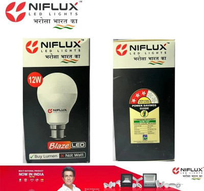 Niflux 12 W Eye Safety Compliance Round B22 D LED Bulb(White)