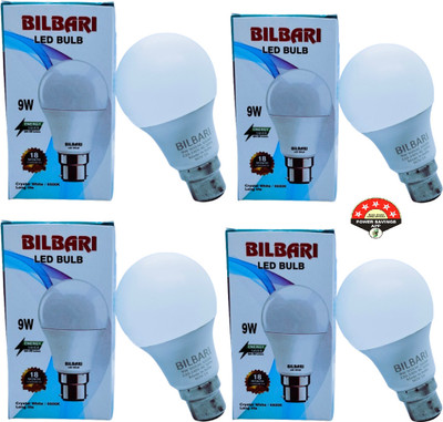 Bilbari 9 W Basic Round B22 LED Bulb(White, Pack of 4)