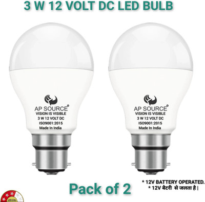AP Source 3 W Basic Round B22 LED Bulb(White, Pack of 2)