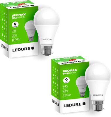 Ledure 9 W Basic Round B22 LED Bulb(White, Pack of 2)