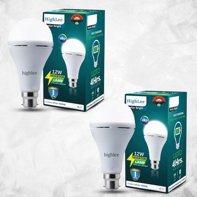 Highlee 12 W Inverter Round B22 Inverter Bulb(White, Pack of 2)