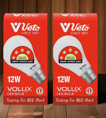 Veto 12 W Basic Round B22 LED Bulb(White, Pack of 2)
