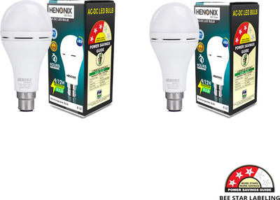 HENONIX 12 W Inverter Round B22 Inverter Bulb(White, Pack of 2)