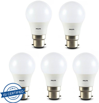 PHILIPS 3 W Basic Round B22 LED Bulb(Yellow, Pack of 5)