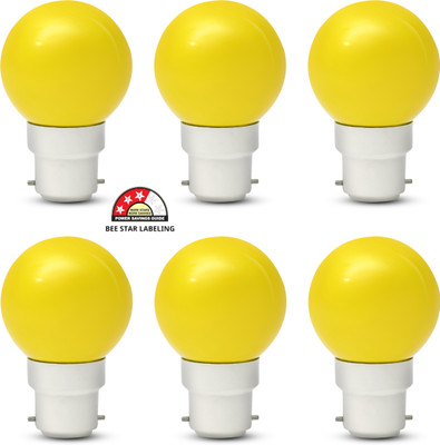 Glowing Night 0.5 W Basic Decorative B22 LED Bulb(Yellow, Pack of 6)
