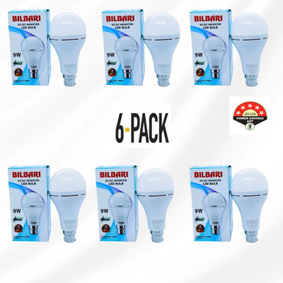Bilbari 9 W Basic Round B22 LED Bulb(White, Pack of 6)