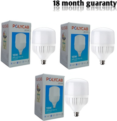 Polycab 15 W Basic Round B22 LED Bulb(White, Pack of 3)