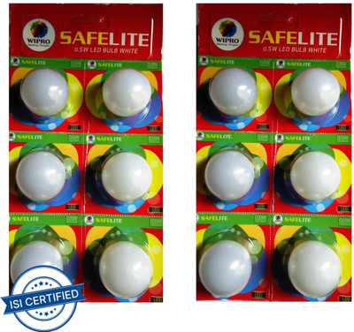Wipro 0.5 W Basic Standard B22 LED Bulb(White, Pack of 12)