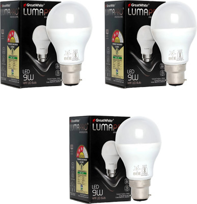Rahmani collection 9 W Basic U-Tube B22 LED Bulb(White, Pack of 3)