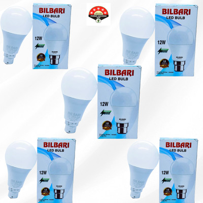 Bilbari 12 W Basic Round B22 LED Bulb(White, Pack of 5)