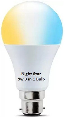 Nightstar 9 W Basic Round B22 LED Bulb(White, Yellow, Multicolor)