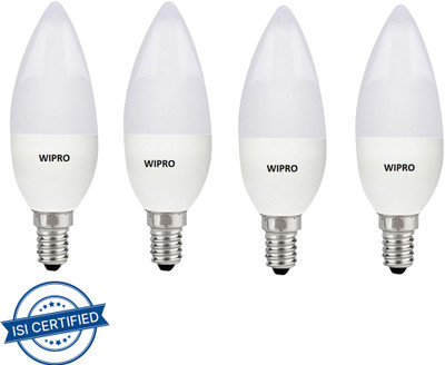 Wipro 3 W Basic Candle E14 LED Bulb(Yellow, Pack of 4)