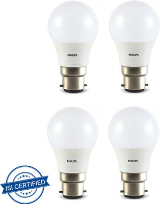 PHILIPS 5 W Basic Round B22 LED Bulb(Yellow, Pack of 4)