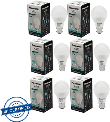 Panasonic 12 W Basic Round B22 LED Bulb(White, Pack of 6)