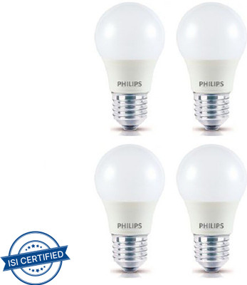 PHILIPS 5 W Basic Round E27 LED Bulb(White, Pack of 4)