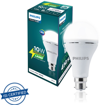 PHILIPS 10 W Inverter Round B22 Inverter Bulb(White)
