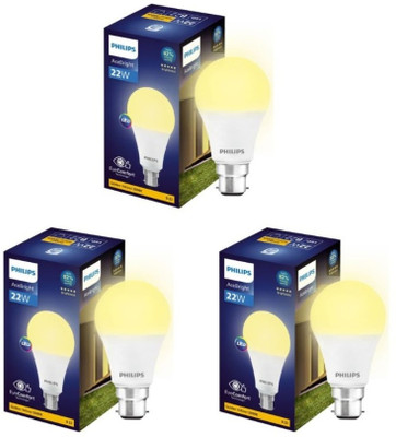 PHILIPS 22 W Basic Round B22 LED Bulb(Yellow, Pack of 3)