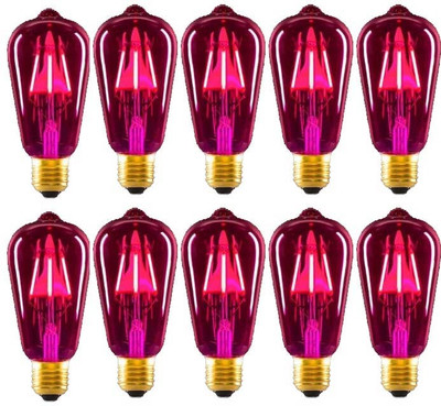 Baslash 4 W Basic Decorative E27 LED Bulb(Pink, Pack of 10)