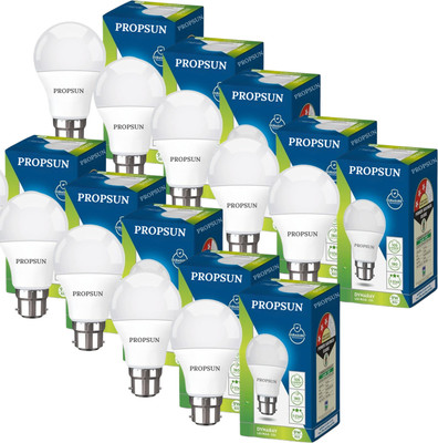 PROPSUN 9 W Inverter Round B22 D LED Bulb(White, Pack of 10)