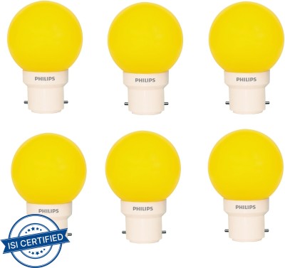 PHILIPS 0.5 W Round B22 Basic LED Bulb(Yellow, Pack of 6)