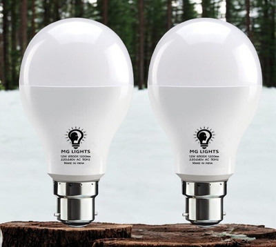 mg lights 12 W Basic Arbitrary B22 LED Bulb(White, Pack of 2)