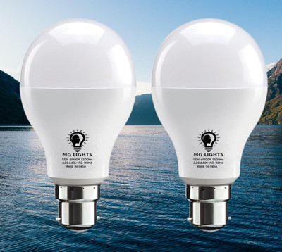 mg lights 12 W Basic Arbitrary B22 LED Bulb(White, Pack of 2)