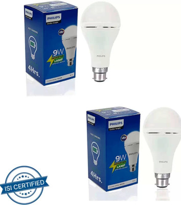 PHILIPS 9 W Round B22 Inverter Bulb(White, Pack of 2)