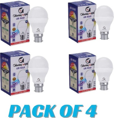 Glowing Night 9 W Round B22 LED Bulb(White, Pack of 4)