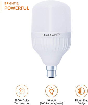 REMEN 40 W Basic Standard B22 D LED Bulb(White)
