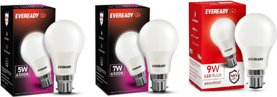 EVEREADY 9 W, 5 W, 7 W Basic Standard B22 D LED Bulb(White, Pack of 3)