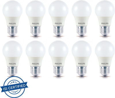 PHILIPS 3 W Basic Round E27 LED Bulb(White, Pack of 10)