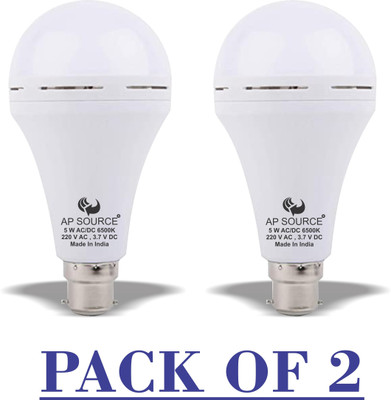 AP Source 5 W Basic Round B22 Inverter Bulb(White, Pack of 2)
