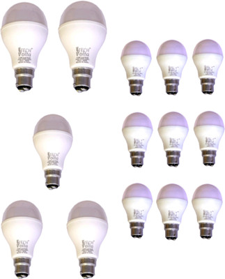 Techvolta 9 W, 12 W Basic Round B22 LED Bulb(White, Pack of 14)