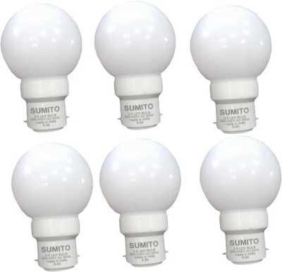 Sumito 0.5 W Basic Globe B22 LED Bulb(White, Pack of 6)