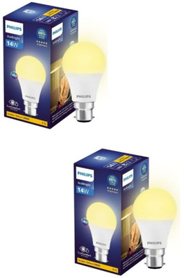 PHILIPS 14 W Basic Round B22 LED Bulb(Yellow, Pack of 2)